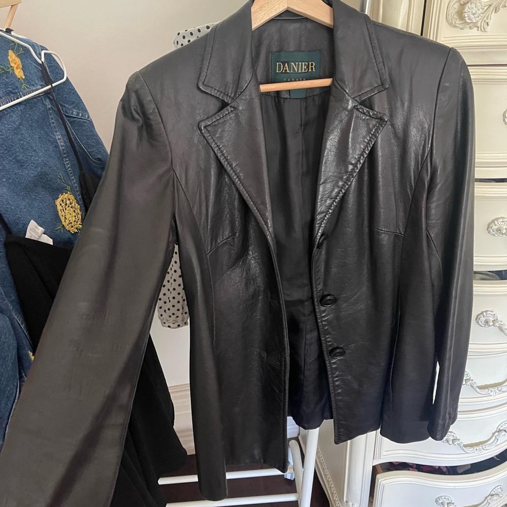 Danier Charcoal Leather Jacket for Women